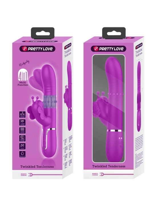 Multifunktions-Kaninchenvibrator 4 in 1 Schmetterling Fuchsia von Pretty Love Flirtation