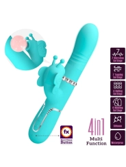 Multifunktions-Kaninchenvibrator 4 in 1 Schmetterling Aquagrün von Pretty Love Flirtation