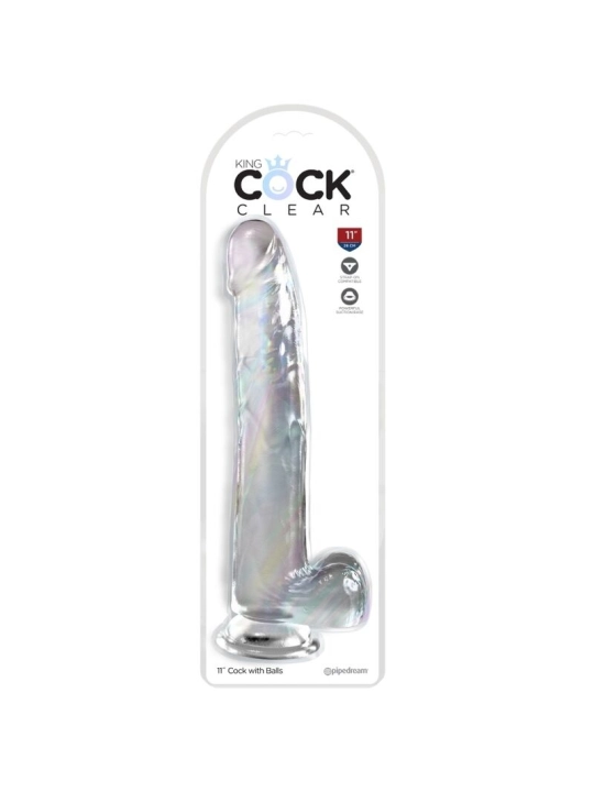 Clear Dildo mit Hoden 24.8 cm Transparent von King Cock