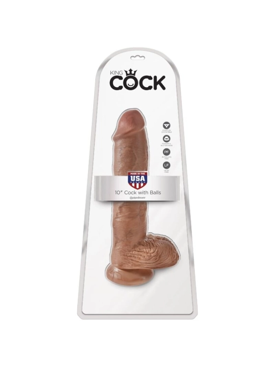 Realistischer Penis mit Kugeln 19.8 cm Karamell von King Cock