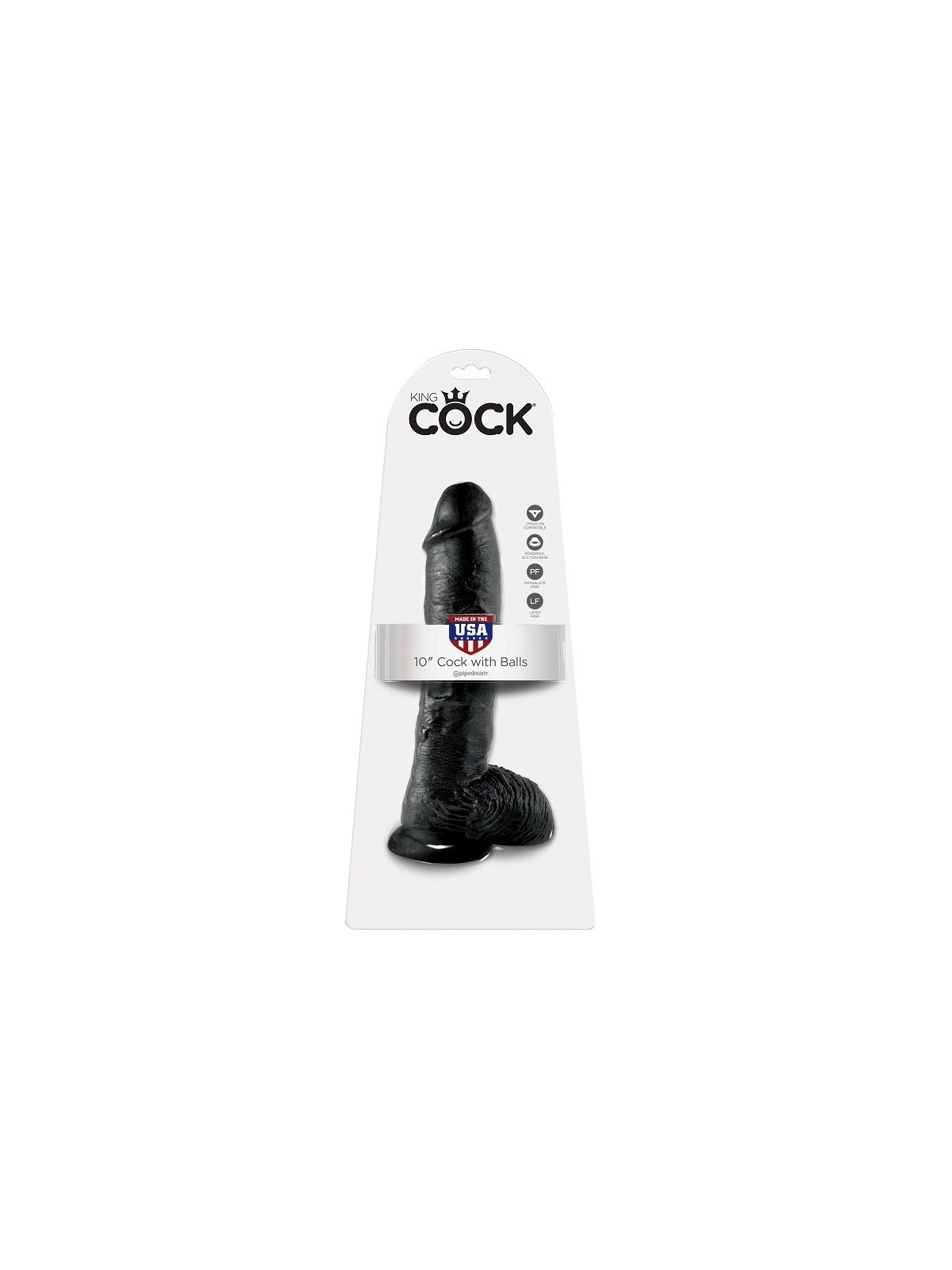 10 Dildo Schwarz mit Eier 25.4 cm von King Cock