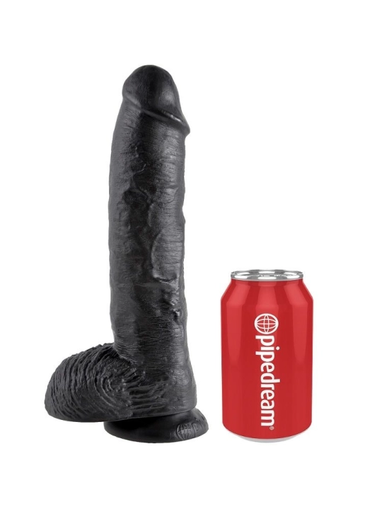 10 Dildo Schwarz mit Eier 25.4 cm von King Cock