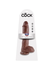 10 Dildo Braun mit Eier 25.4 cm von King Cock