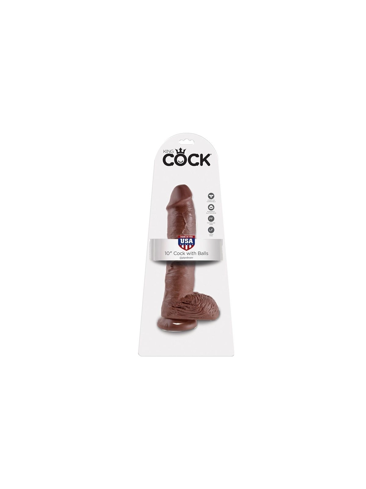 10 Dildo Braun mit Eier 25.4 cm von King Cock