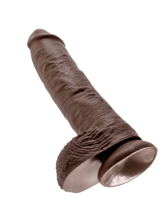 10 Dildo Braun mit Eier 25.4 cm von King Cock