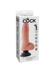 Vibrierender Dildo mit Hoden 20.3 cm Natur von King Cock