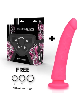 Toys Gurt + Dildo Rosa Silikon 23 cm -O- 4.5 cm von Deltaclub