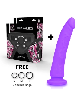 Toys Harness + Dildo Lila Silikon 23 cm -O- 4.5 cm von Deltaclub