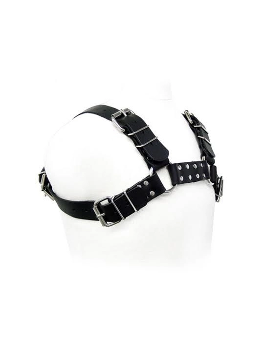 Schwarz Bull Dog Harness von Leather Body