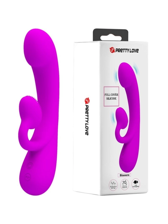 Aufrichtiger Vibrator und Klitoris-Sauger aus Violettem Silikon von Pretty Love