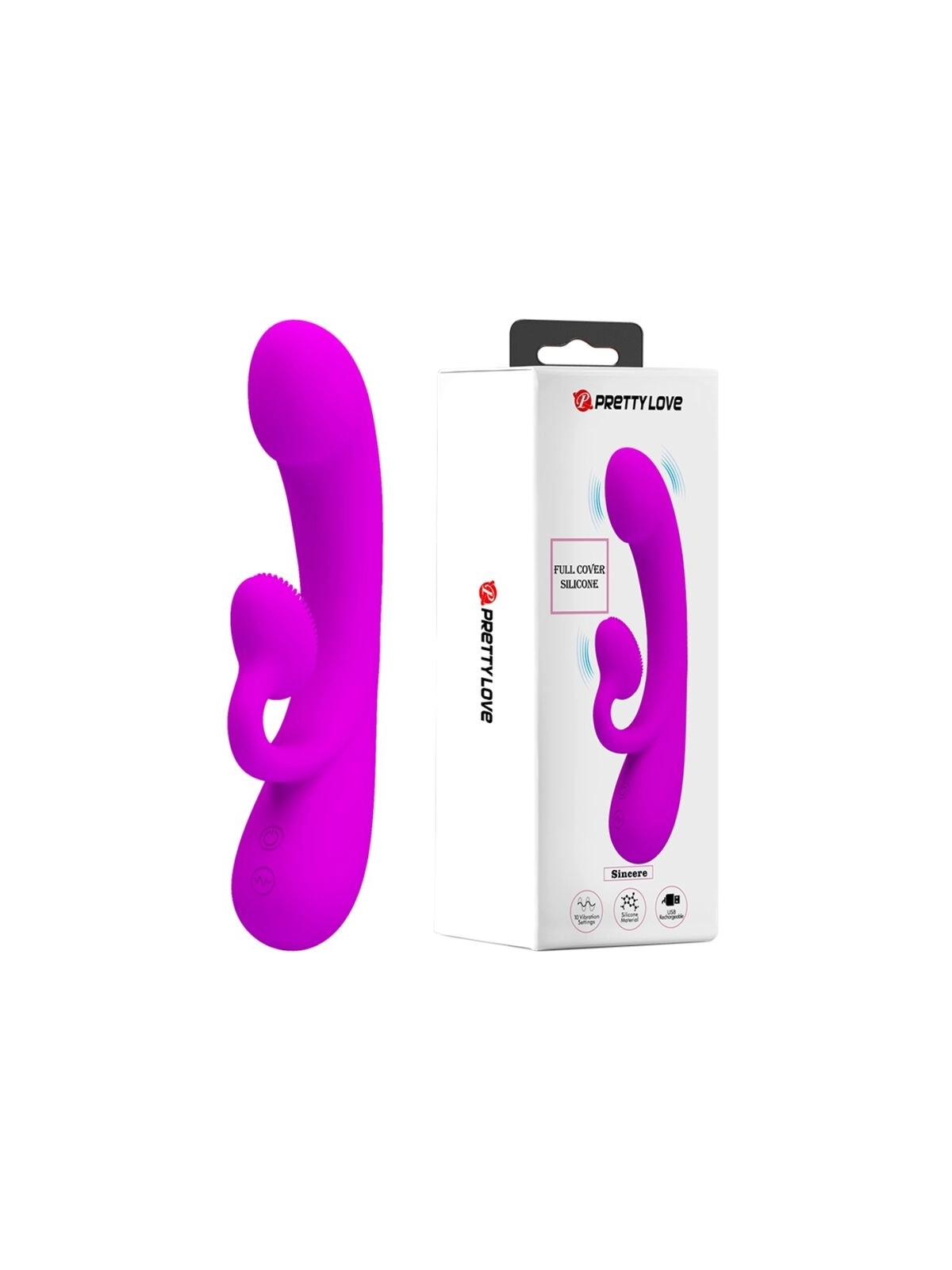 Aufrichtiger Vibrator und Klitoris-Sauger aus Violettem Silikon von Pretty Love