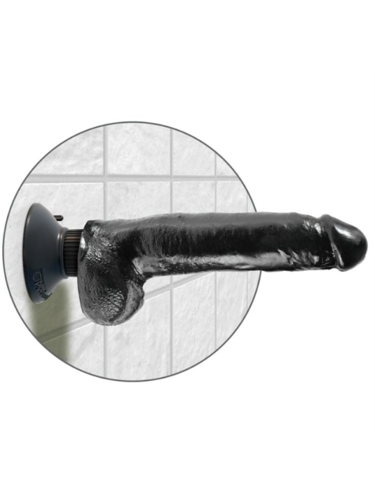 Vibrierender Dildo mit Hoden 23 cm Schwarz von King Cock