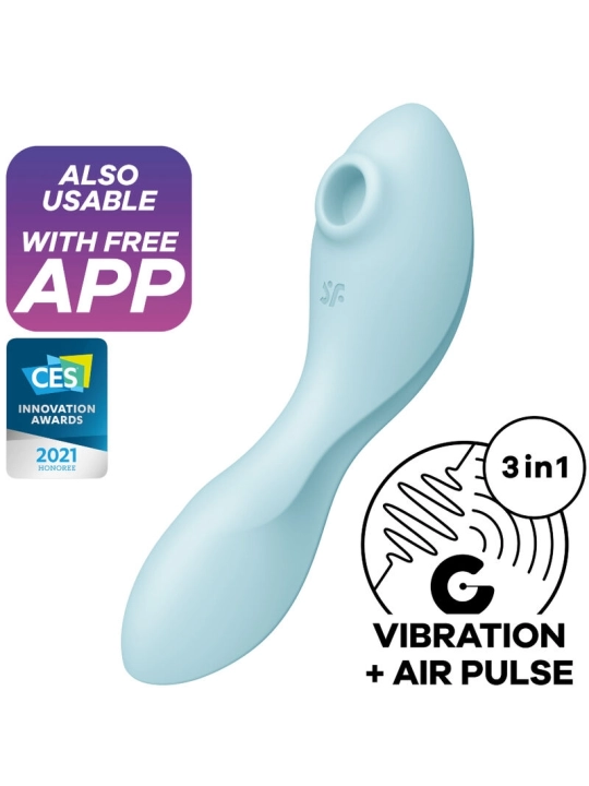 Curvy Trinity 5 Air Pulse Stimulator & Vibrator App Blau von Satisfyer Connect