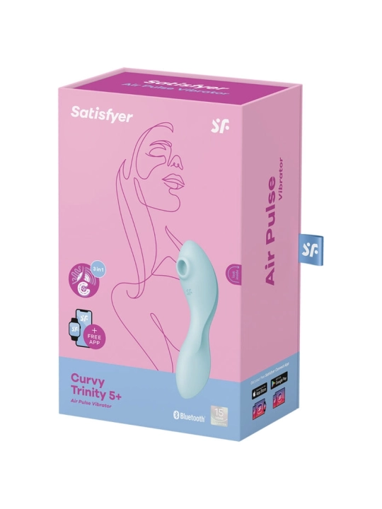 Curvy Trinity 5 Air Pulse Stimulator & Vibrator App Blau von Satisfyer Connect