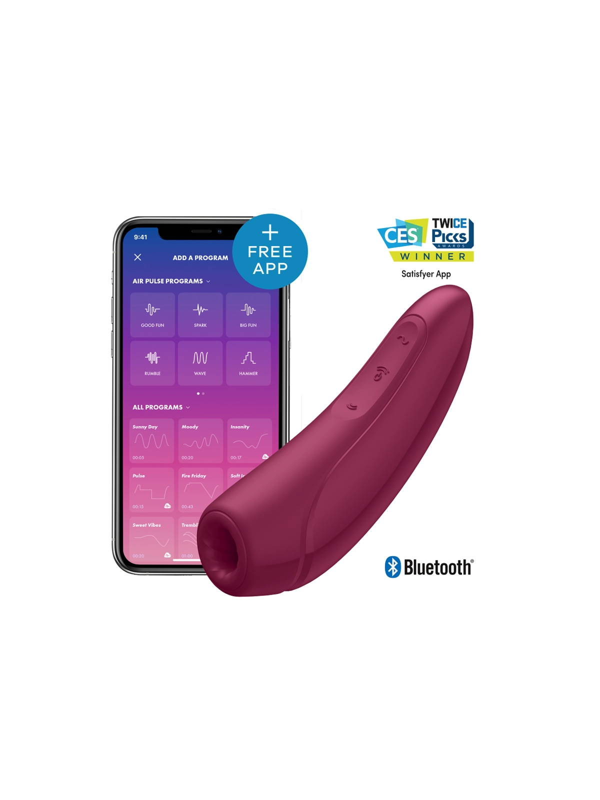 Curvy 1 + Rot Pink von Satisfyer Connect