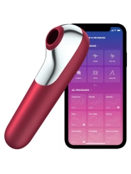 Dual Love Vibrator und Sauger mit Pulsierter Luft Rot von Satisfyer Connect