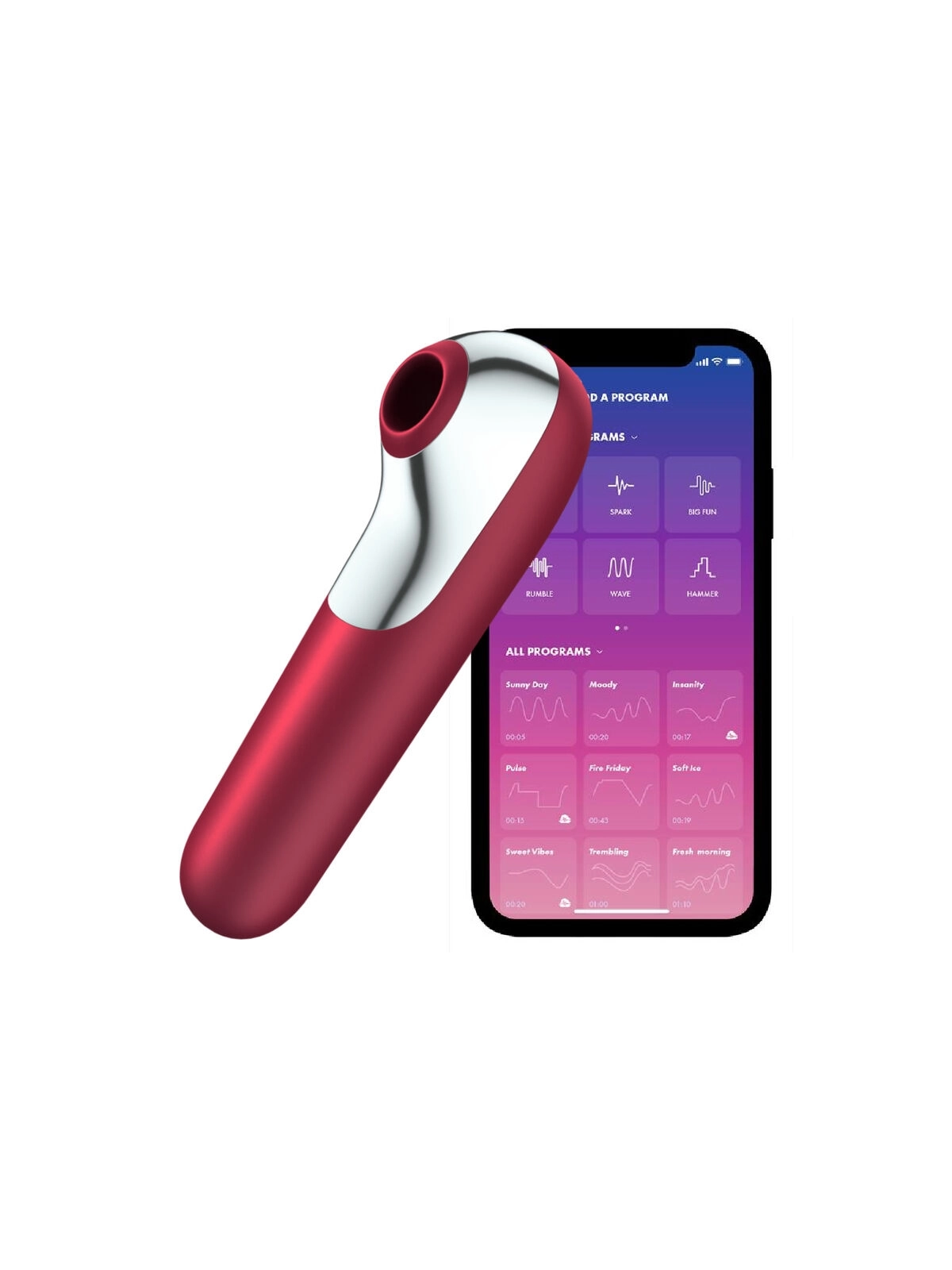 Dual Love Vibrator und Sauger mit Pulsierter Luft Rot von Satisfyer Connect