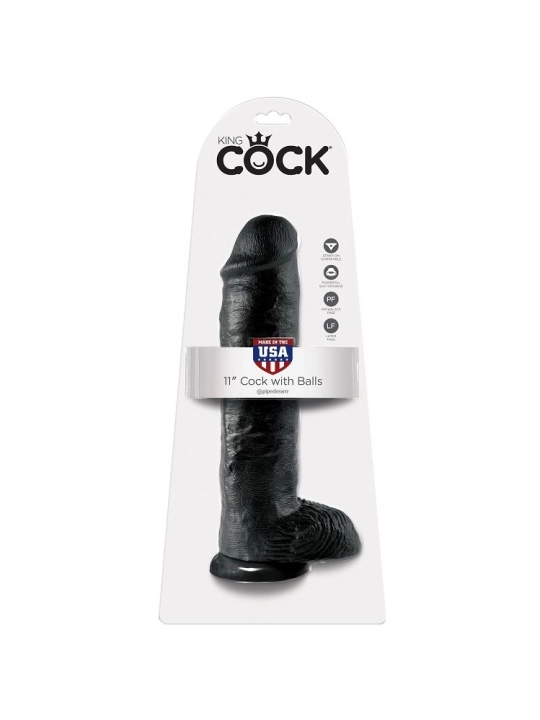 11 Dildo Schwarz mit Eier 28 cm von King Cock