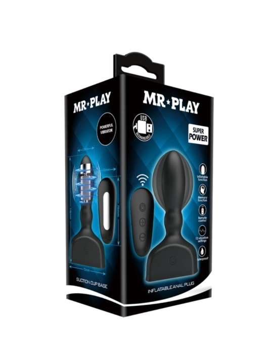 Schwarzer Aufblasbarer Analstecker mit Fernbedienung von Mr Play