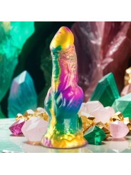 Iris Dildo mit Regenbogenfarbenen Hoden der Vergnügung von Epic