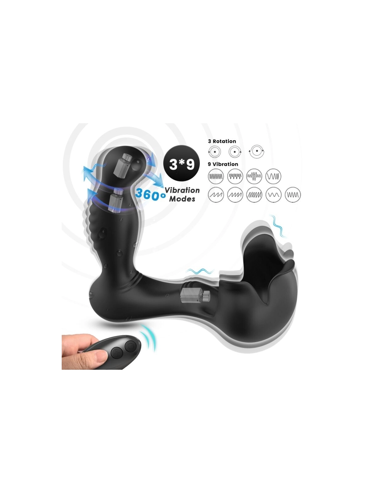 Surround Vibrator Anal & Stimulator Hoden Fernbedienbares Schwarz von Armony For Him