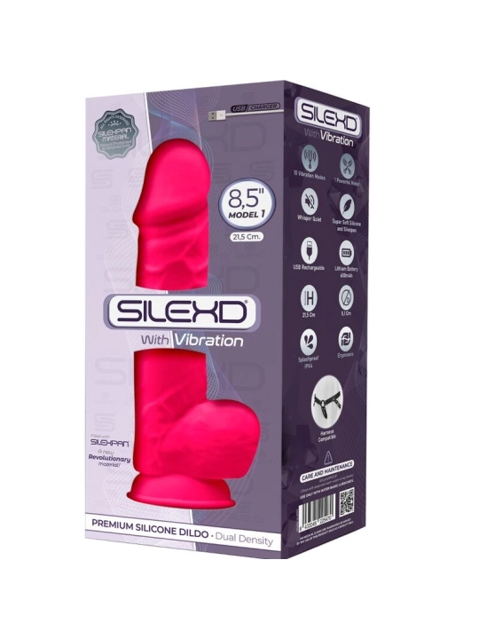 Model 1 Realistischer Penisvibrator Silikon Premium Silexpan Fuchsia 21.5 cm von Silexd