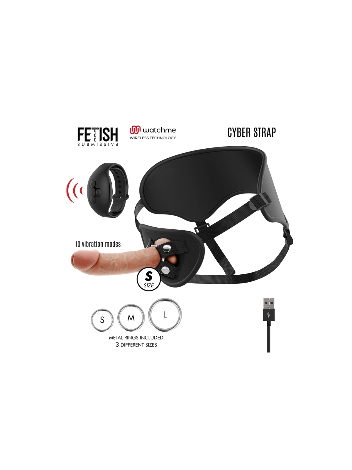 Harness mit Fernbedienungs-Dildo-Uhren-Technologie von Fetish Submissive Cyber Strap