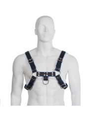 Brust Bulldog Harness Schwarz / Blau Leder von Leather Body