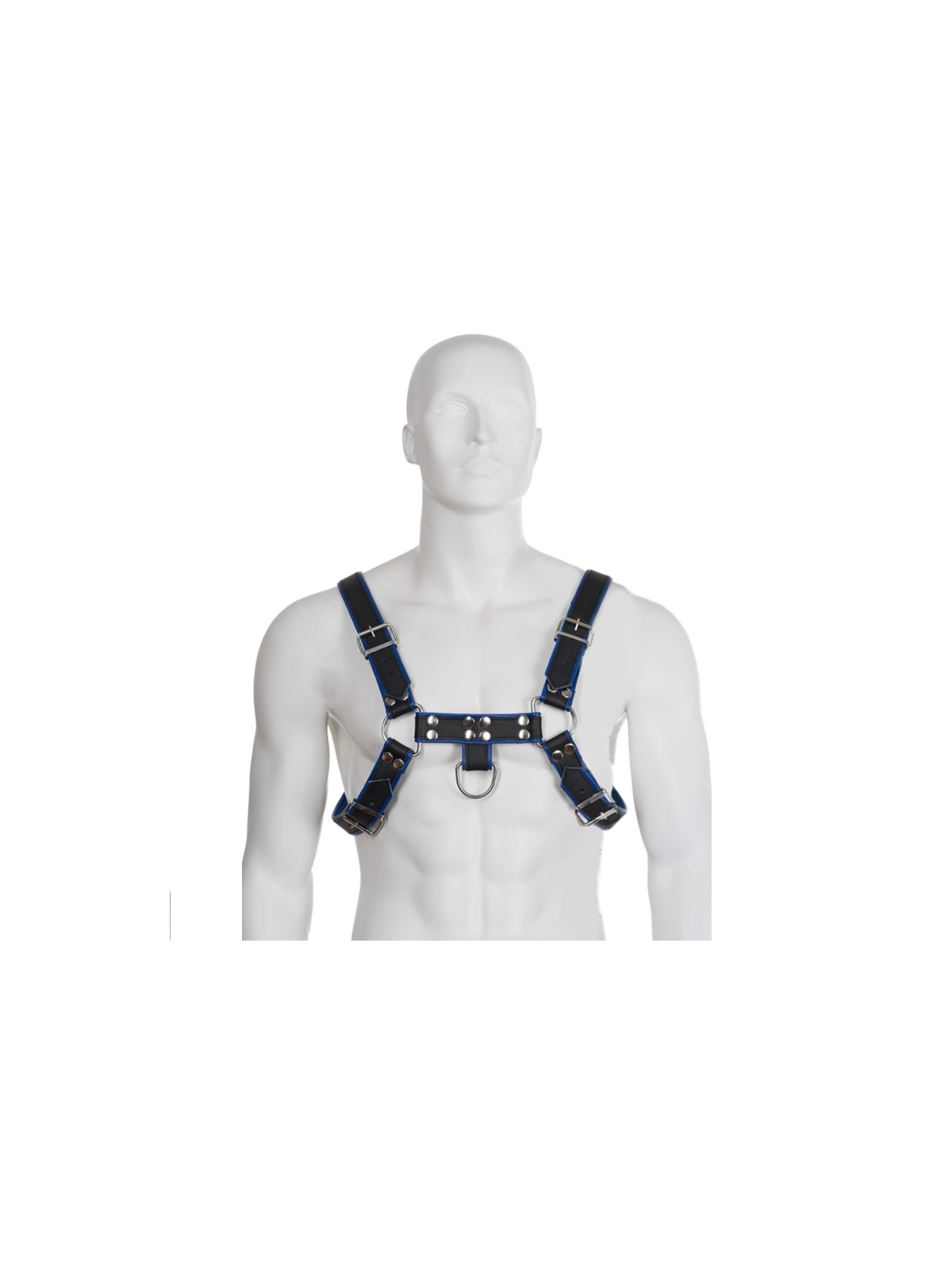 Brust Bulldog Harness Schwarz / Blau Leder von Leather Body