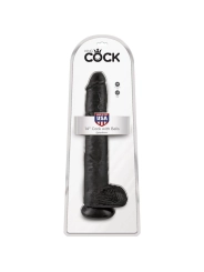 Realistischer Penis mit Eier 30.5 cm Schwarz von King Cock