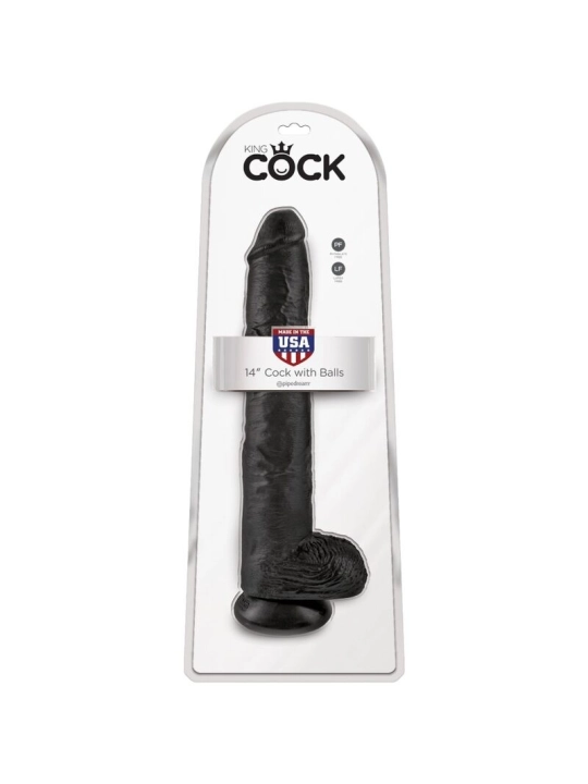 Realistischer Penis mit Eier 30.5 cm Schwarz von King Cock