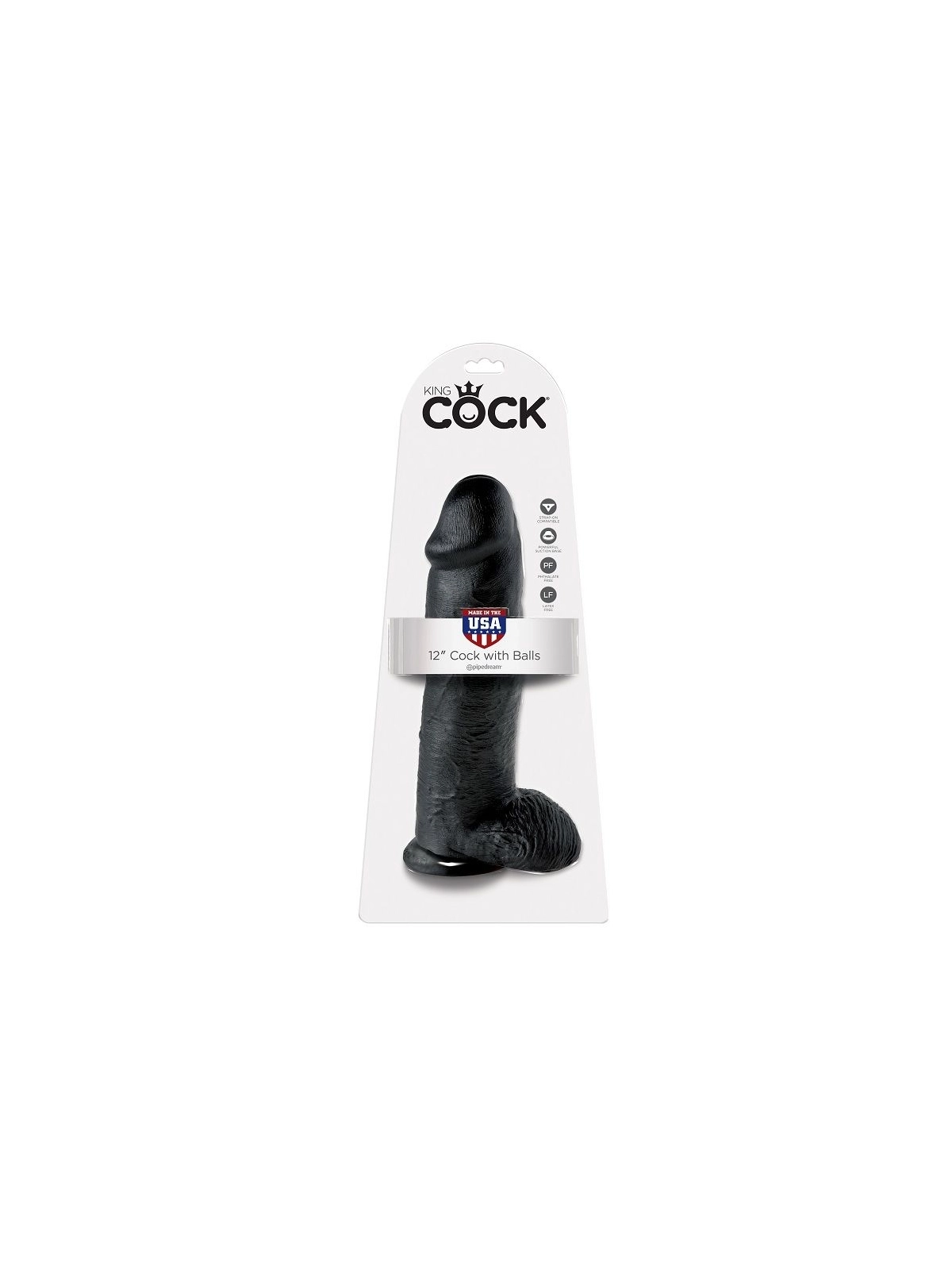 12 Dildo Schwarz mit Eier 30.48 cm von King Cock