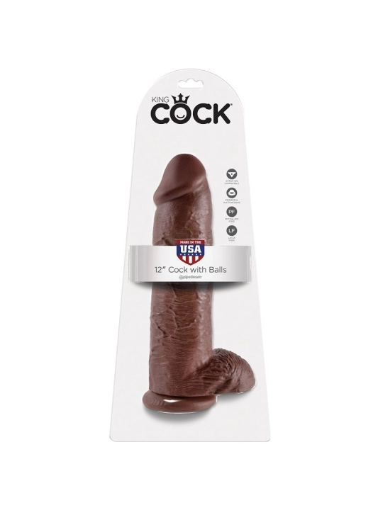 12 Dildo Braun mit Eier 30.48 cm von King Cock