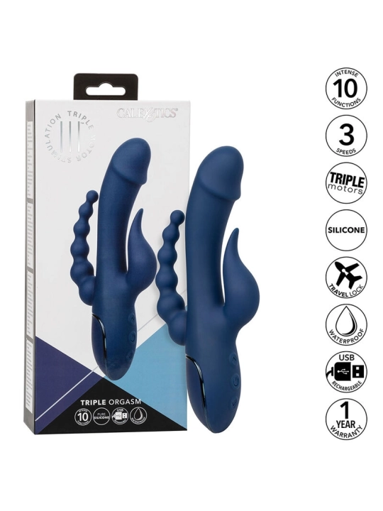 Vibrator Dreifach-Orgasmus Blau von Calexotics