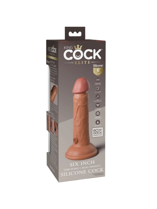 Elite Realistischer Dildo mit Vibration und Silikon 15.2 cm Karamell von King Cock