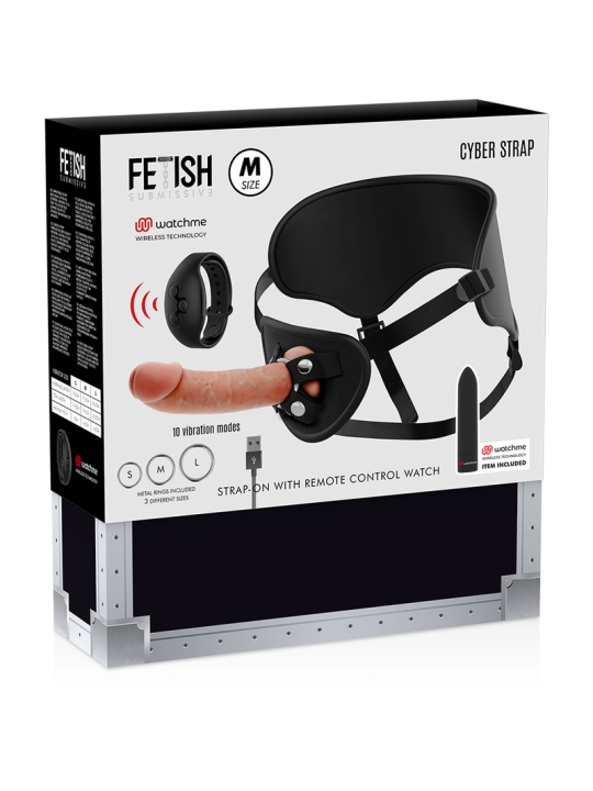 Harness mit Dildo- und Bullet-Fernbedienungs-Watchme-M-Technologie von Fetish Submissive