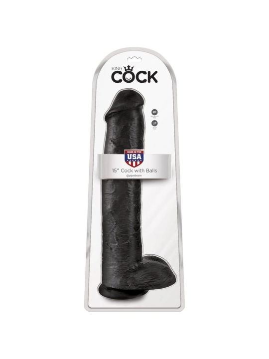 Realistischer Penis mit Eier 34.2 cm Schwarz von King Cock