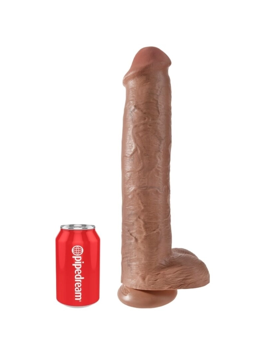 Realistischer Penis mit Kugeln 34.2 cm Karamell von King Cock