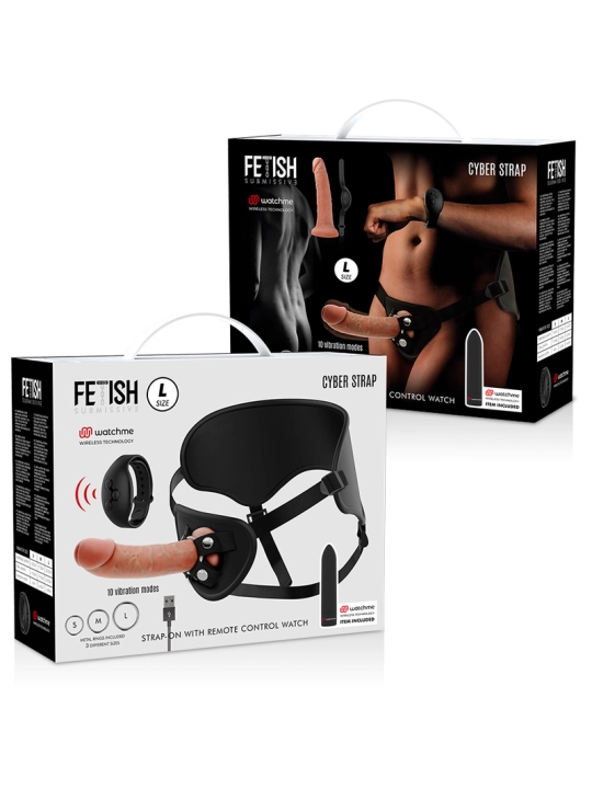 Harness mit Dildo- und Bullet-Fernbedienungs-Watchme-L-Technologie von Fetish Submissive