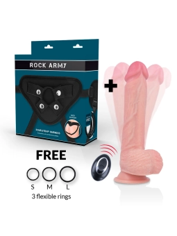 Harness + Flüssigsilikon Vibrator Premium Apache Fernbedienbare 20.5 cm -O- 4.62 cm von Rock Army