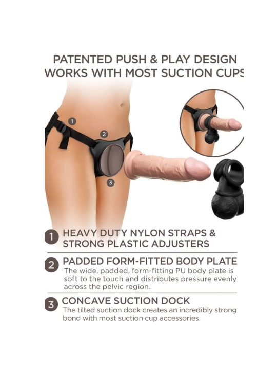 Elite Deluxe Verstellbares Harness-Kit Ring mit Hoden & Dildo 20.3 cm von King Cock