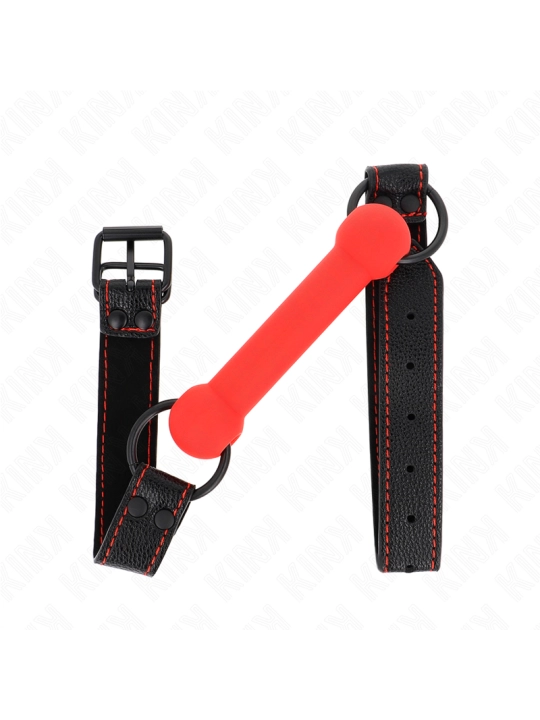 Knochengag mit Kunstlederband Rot Verstellbar 41-57 cm von Kink Collar & Gag