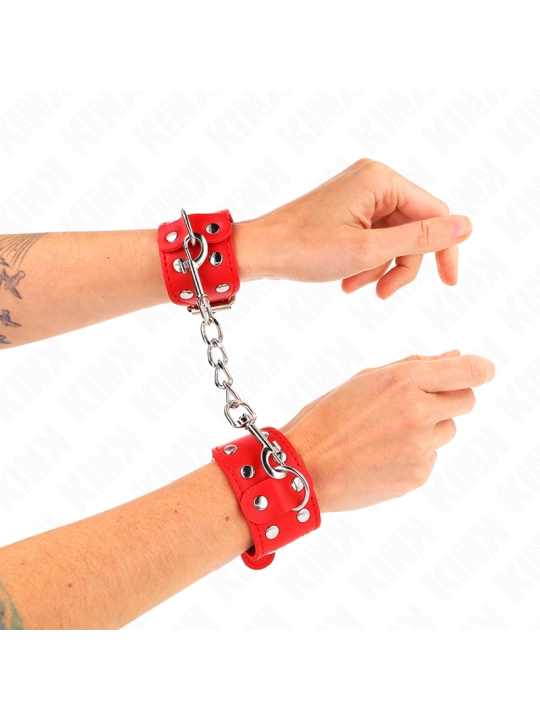 Armbänder mit Doppelter Reihe Verstellbarer Nieten Rot von Kink Wrist Restraint