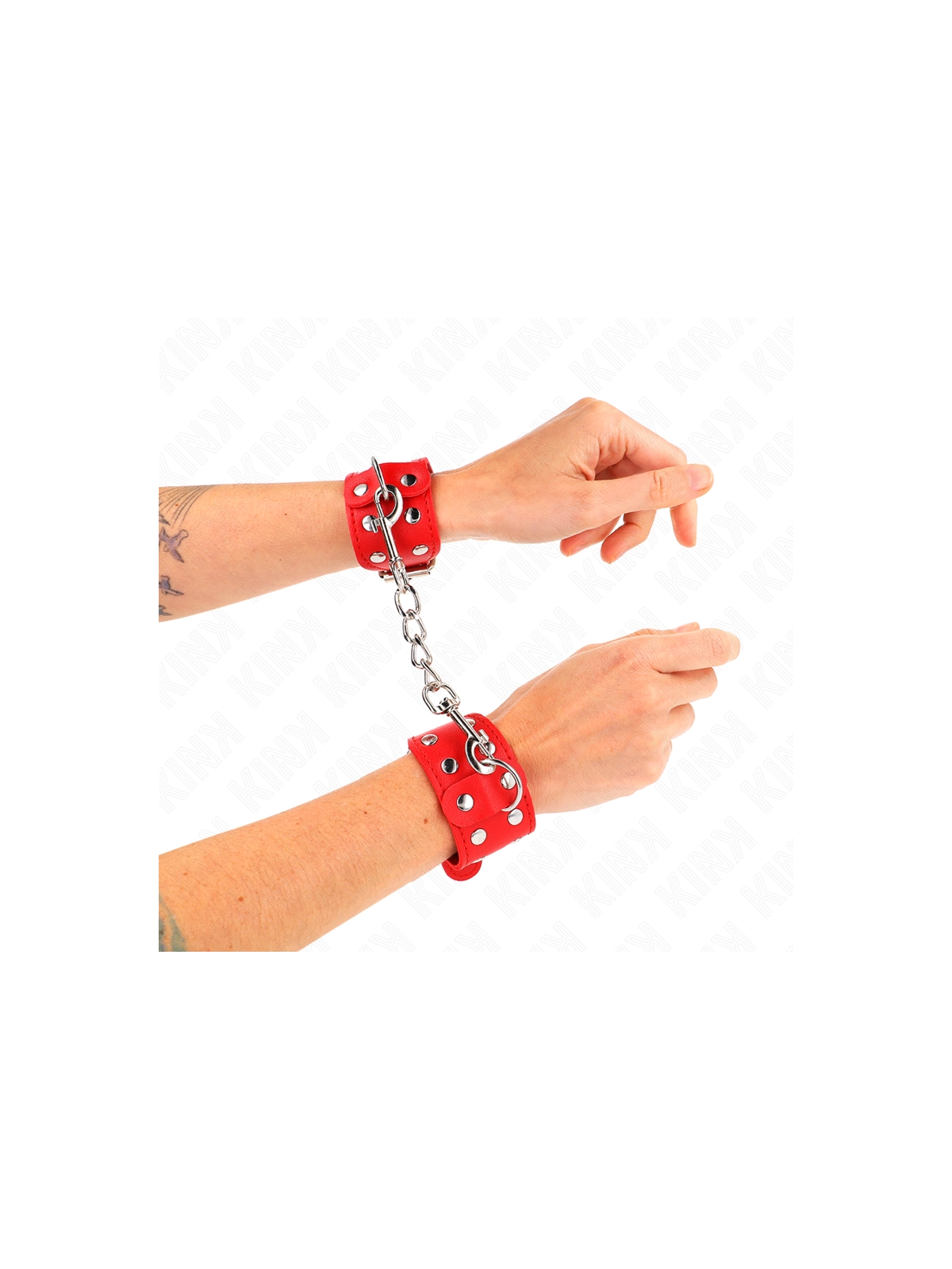 Armbänder mit Doppelter Reihe Verstellbarer Nieten Rot von Kink Wrist Restraint