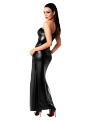 F336 Langes Wetlook Kleid von Noir Handmade