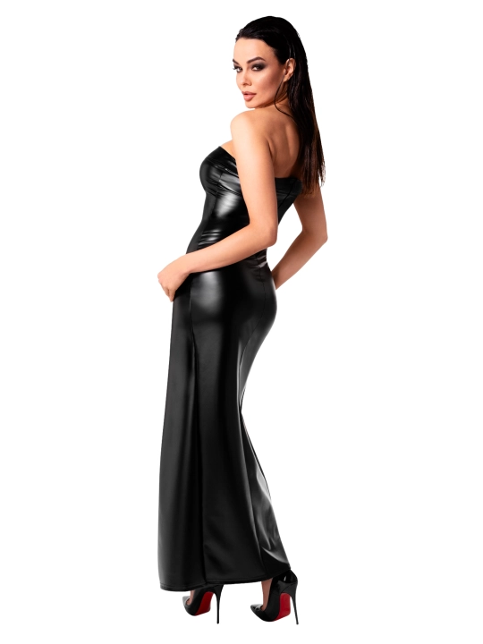 F336 Langes Wetlook Kleid von Noir Handmade