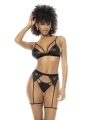 3-Teiliges Wetlook-Dessous-Set - Mal2751blk von Mapale