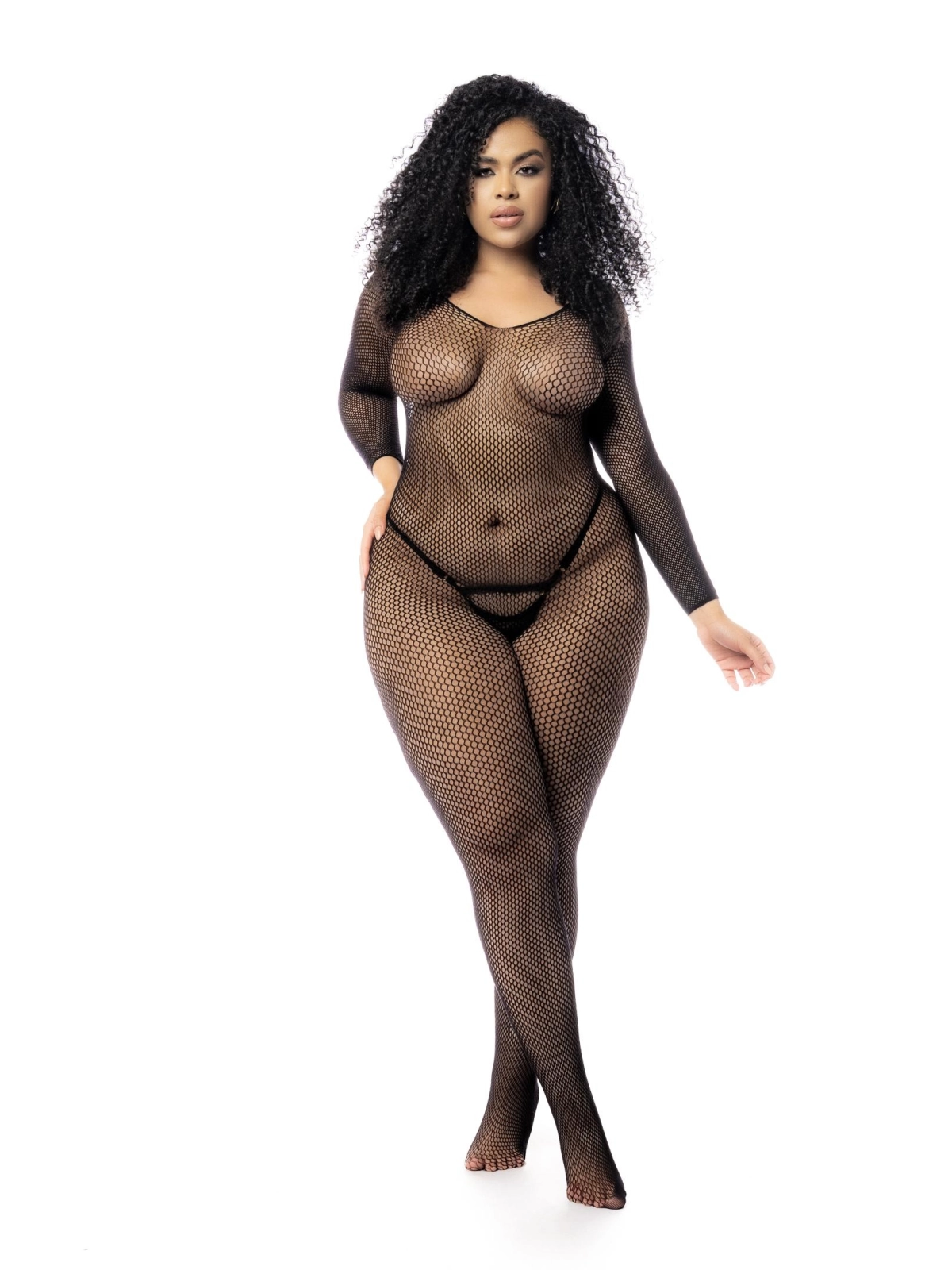 Langärmliger Netz-Bodystocking – Mal1102xblk von Mapale