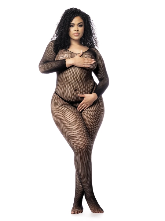 Langärmliger Netz-Bodystocking – Mal1102xblk von Mapale