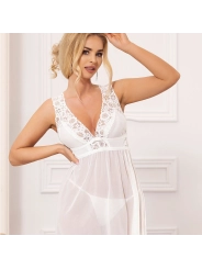 Babydoll V-Ausschnitt Spitze Weiss S/M von Subblime Babydolls